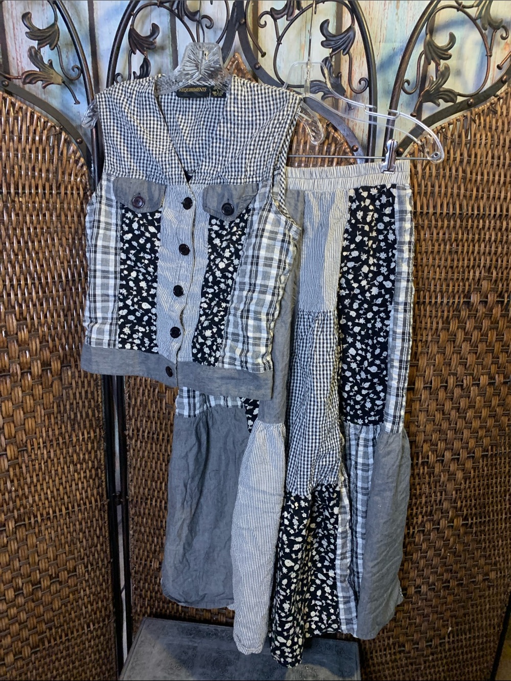 Vintage Requirements Two-Piece Patchwork Cotton Top & Skirt